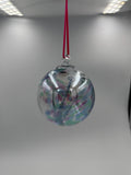 10cm Hand-Blown Witch Ball – Iridescent Purple Green Blue Crackle Glass Ornament