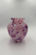 20cm Hand-Blown Pink Purple Crackle Glass Vase – 15cm Wide Decorative Swirl Vase