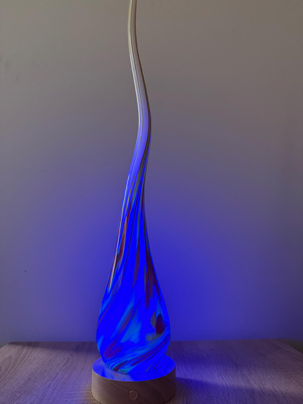 50cm Hand-Blown Fire Flame Glass Lamp – Color Changing LED Touch Light Wooden Base