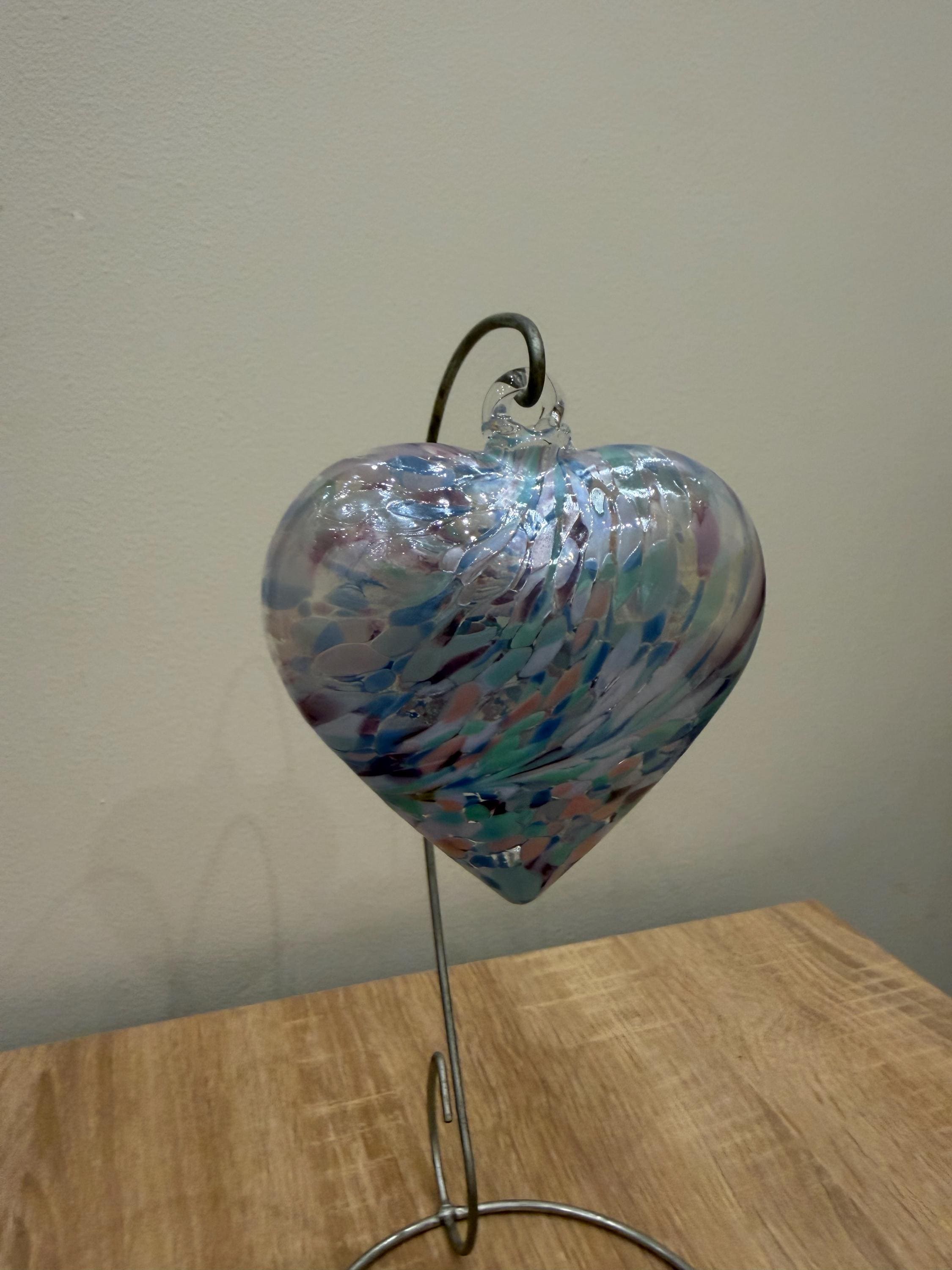 Handmade Multicolored Glass Heart Ornament 10cm – Artisan Suncatcher, Modern Decor