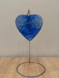 Handblown Glass Heart Ornament - Blue Swirl Hanging Decor - Unique Art Glass Gift