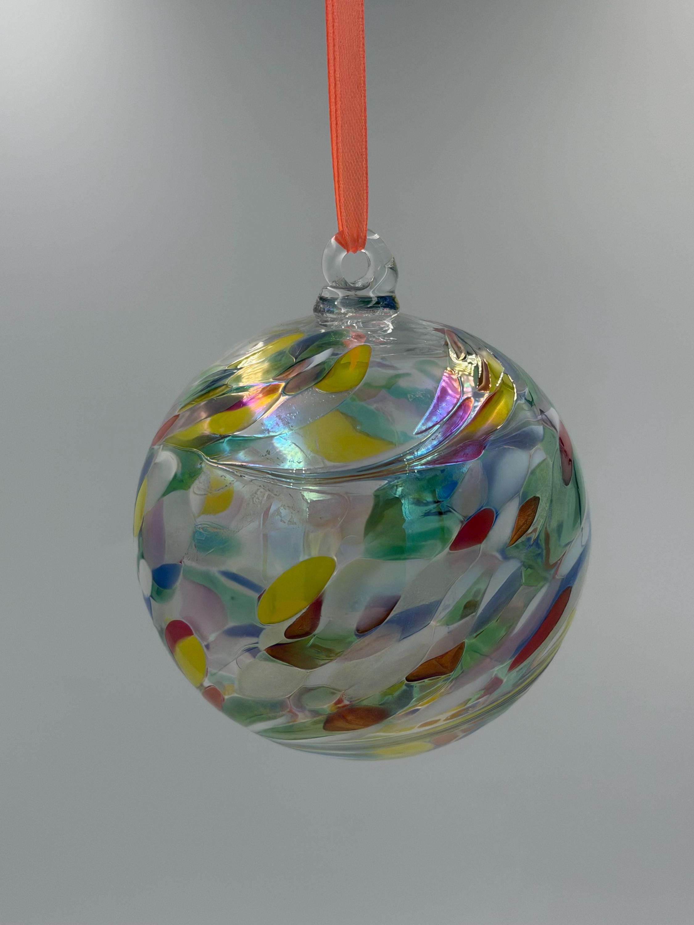 Hand Blown Multicolor Glass Ball Ornament – 10cm Hanging Glass Bauble