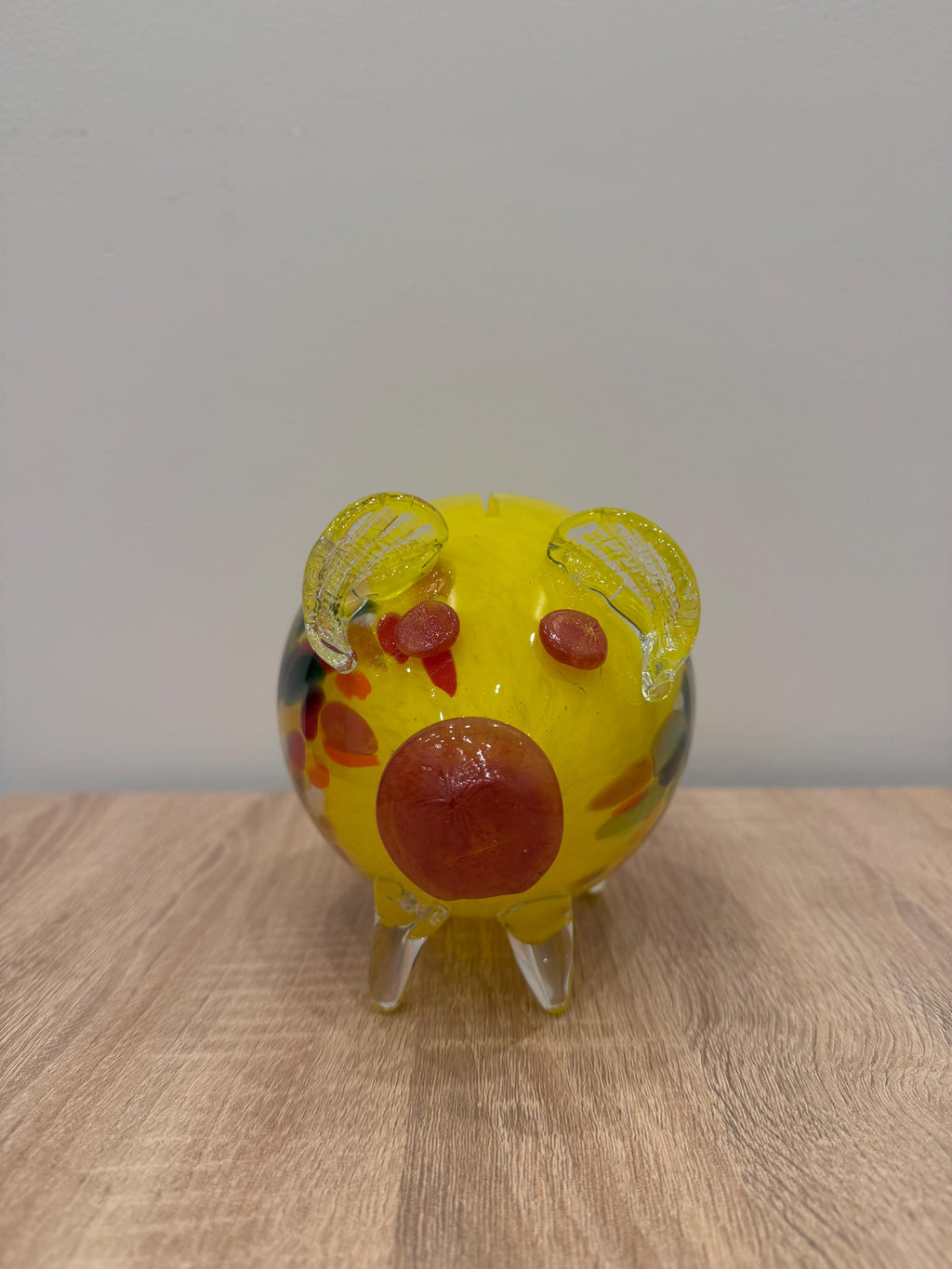Handmade Yellow Glass Piggy Bank 20cm – Whimsical Artisan Crafted Coin Box