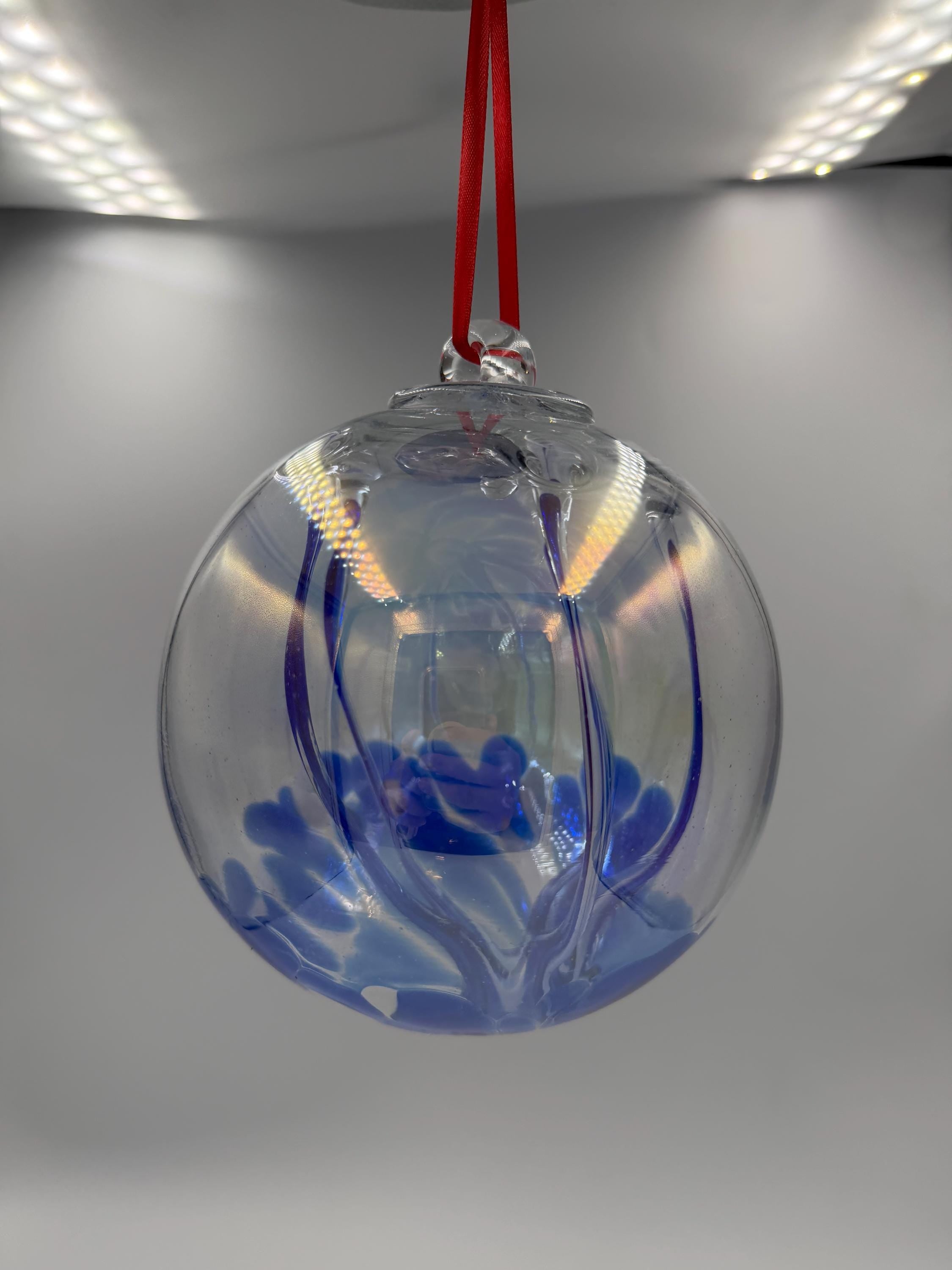 15cm Hand-Blown Blue Witch Ball Glass Ornament – Hanging Decorative Glass Sphere