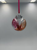 8cm Hand-Blown Witch Ball – Iridescent Red Magenta Gold Branching Glass Ornament