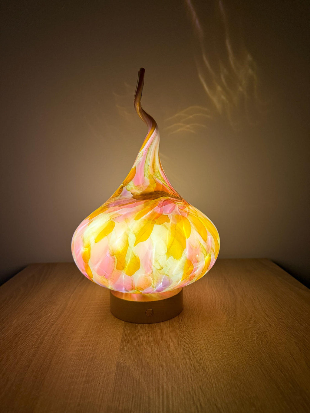 30cm Hand-Blown Teardrop Glass LED Lamp – Touch Control Night Light