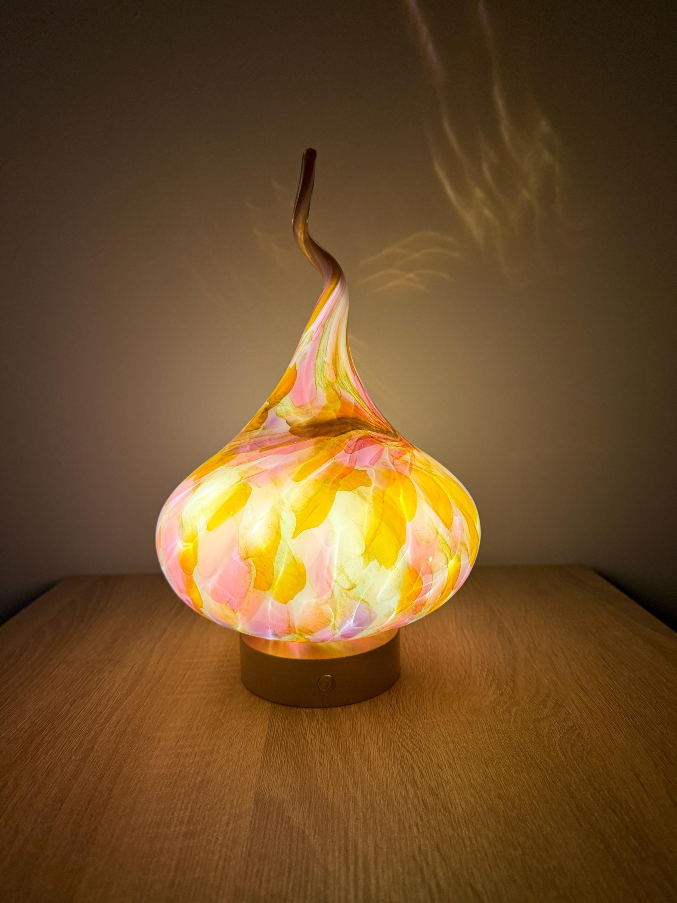 30cm Hand-Blown Teardrop Glass LED Lamp – Touch Control Night Light