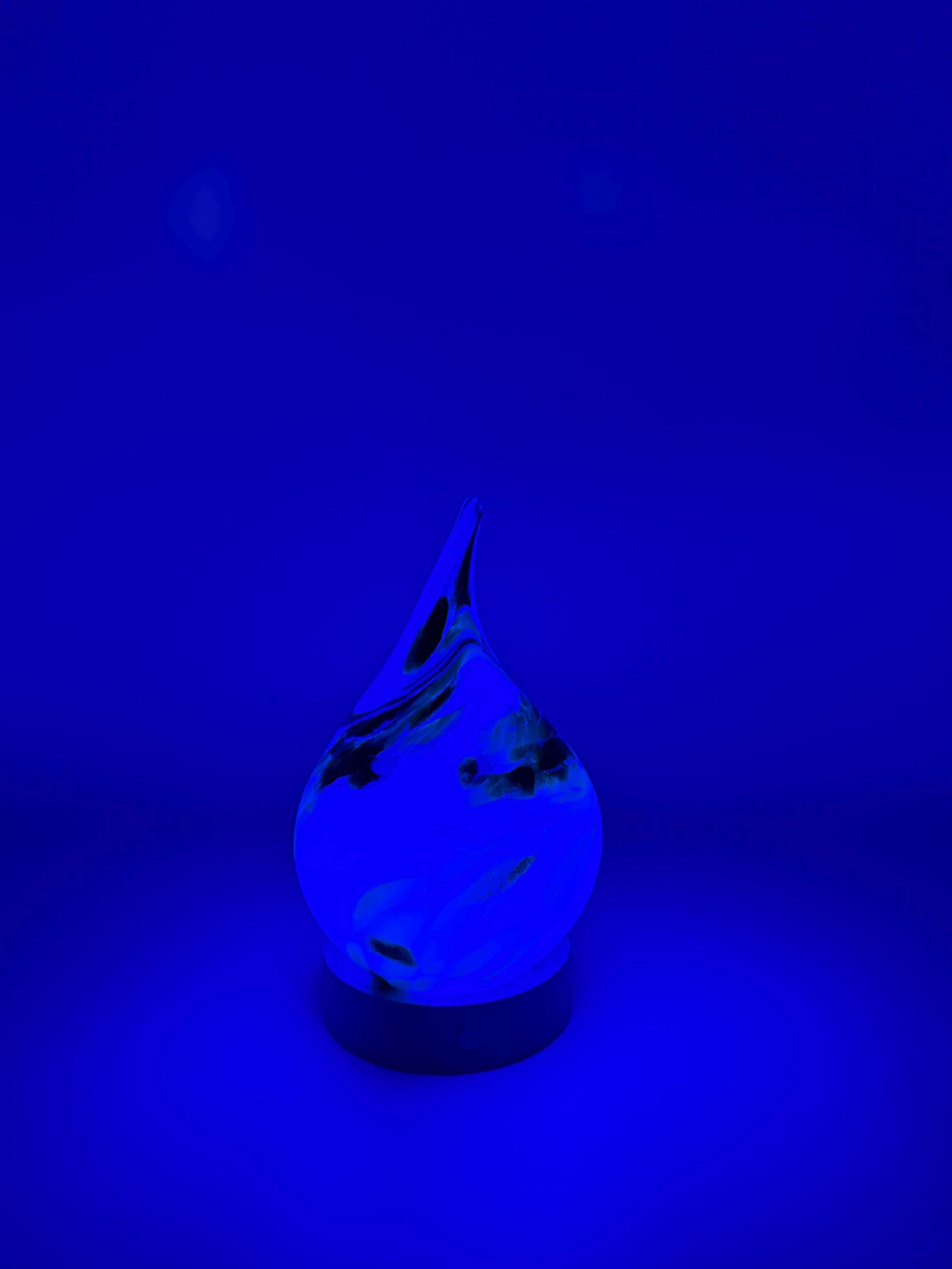 Teardrop Glass Touch Lamp - Hand Blown Art Light - Battery Decor - 12cm