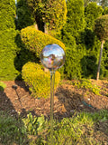 70cm Hand-Blown Iridescent Multicolor Transparent Glass Garden Stake – 12cm Rainbow Sphere