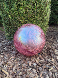 30cm Hand-Blown Glass Garden Sphere – Pink Iridescent Orb – Outdoor Garden Decor