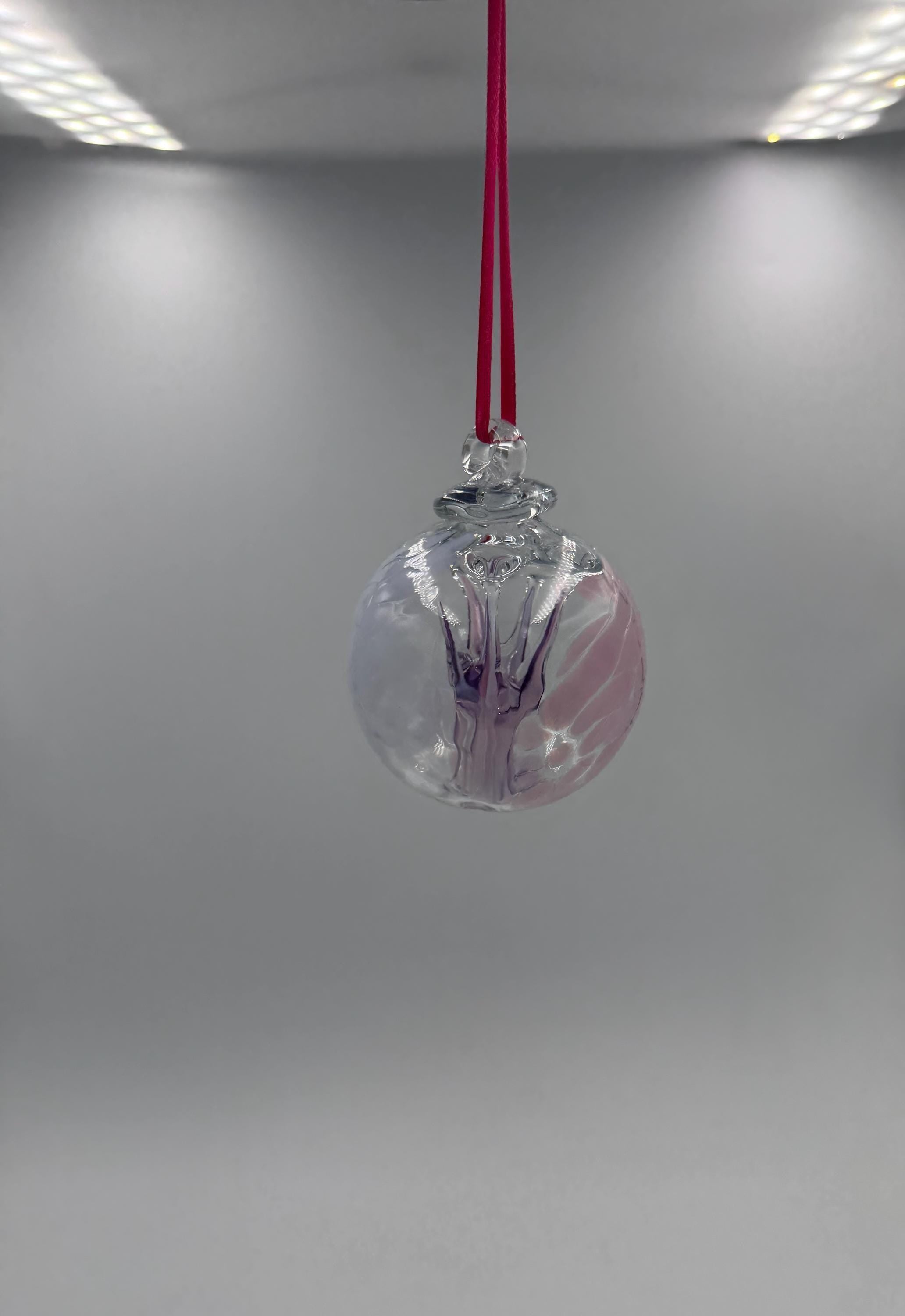 8cm Hand-Blown Witch Ball – Purple Pink Branching Glass Ornament