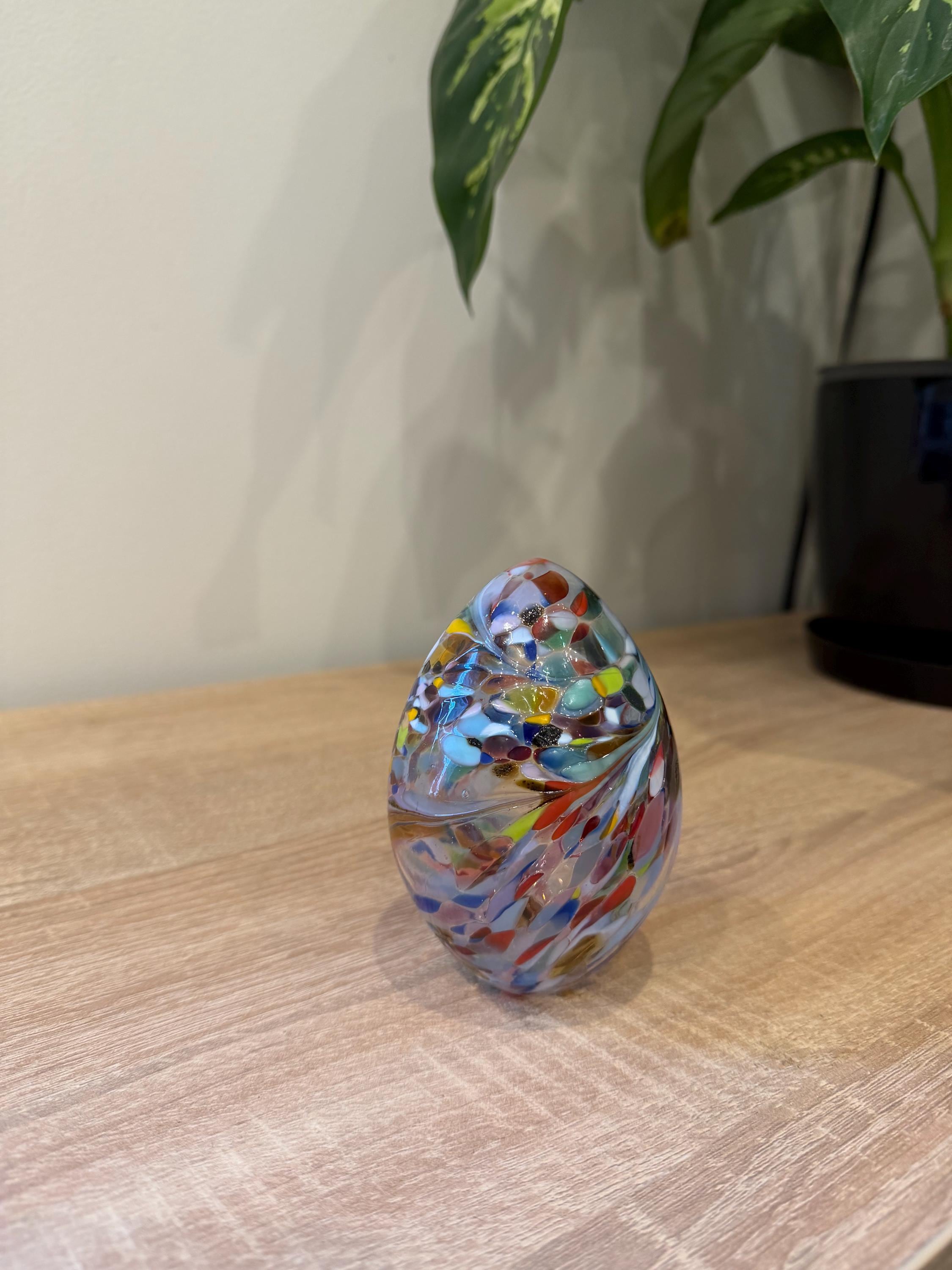 Handblown Art Glass Easter Egg – Artisan Spring Ornament, Collectible Sculpture