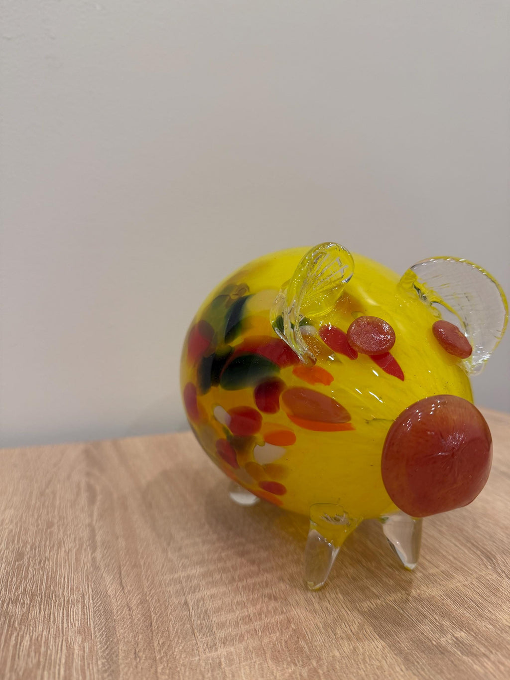 Handmade Yellow Glass Piggy Bank 20cm – Whimsical Artisan Crafted Coin Box
