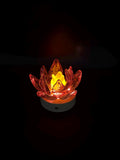 Hand Blown Glass Flower Night Light – Touch Lamp with Wooden Base (12cm)
