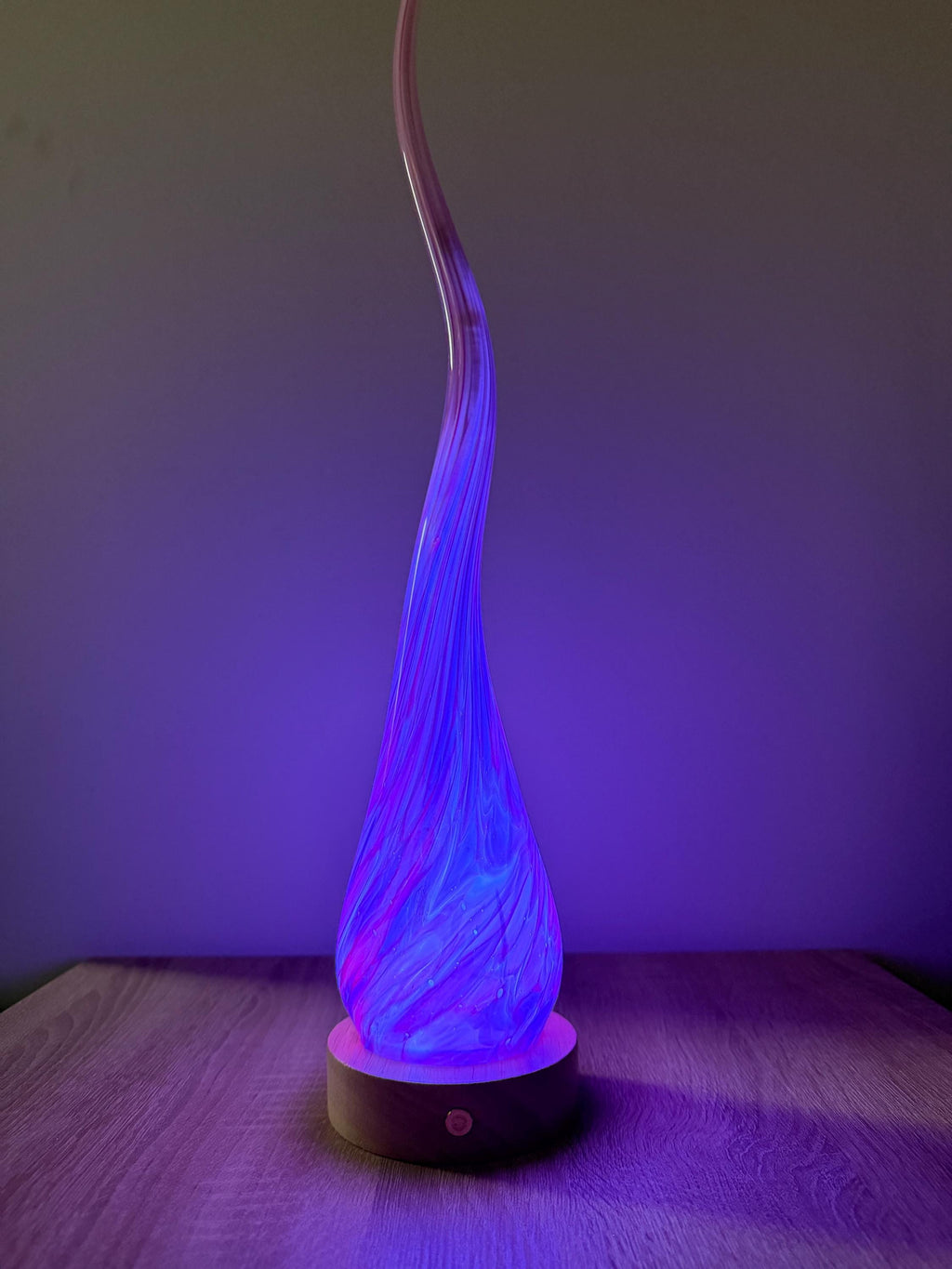 50cm Hand-Blown Pink Flame Lamp – Color Changing LED Touch Light Wooden Base