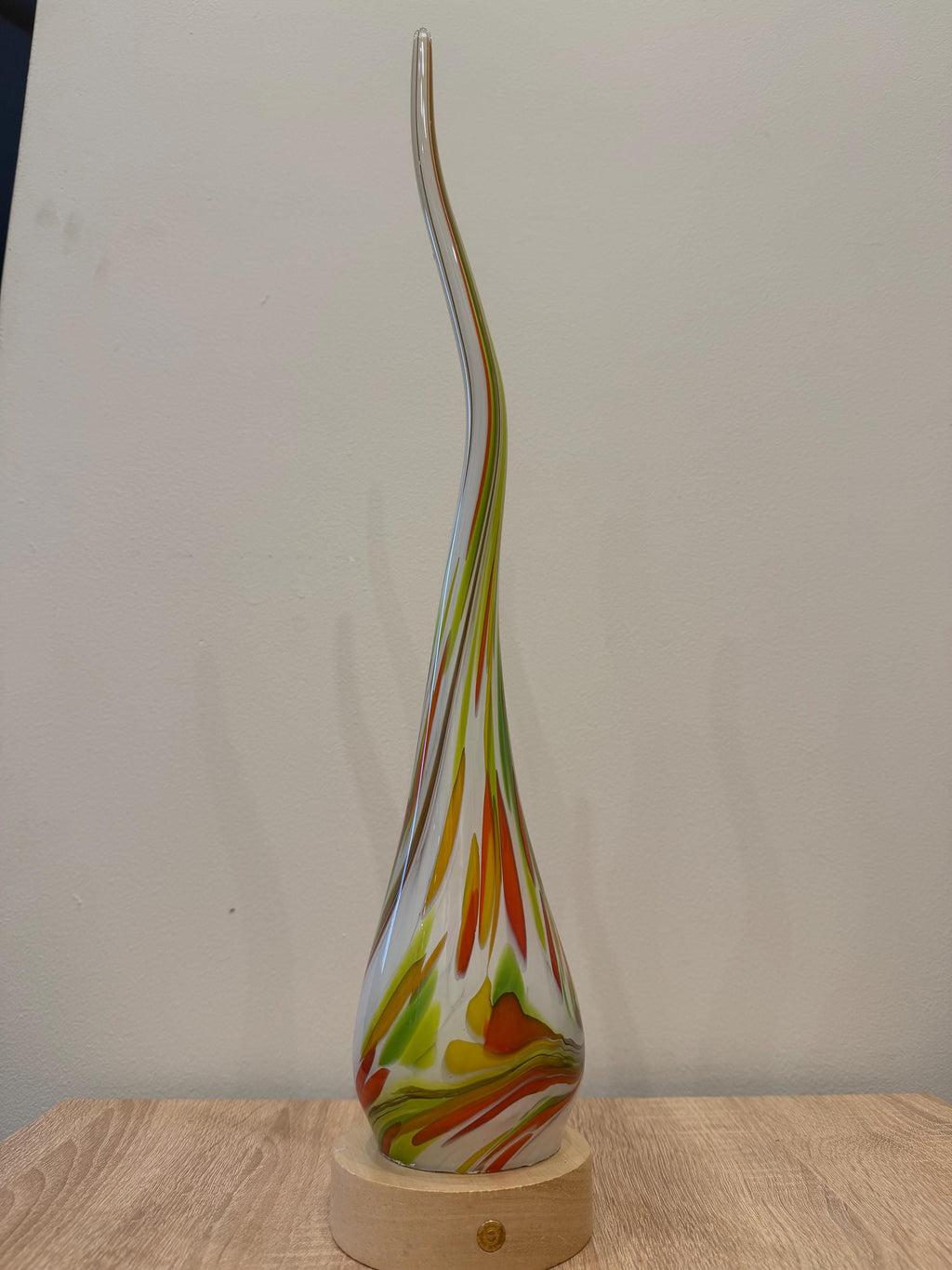 50cm Hand-Blown Fire Flame Glass Lamp – Color Changing LED Touch Light Wooden Base