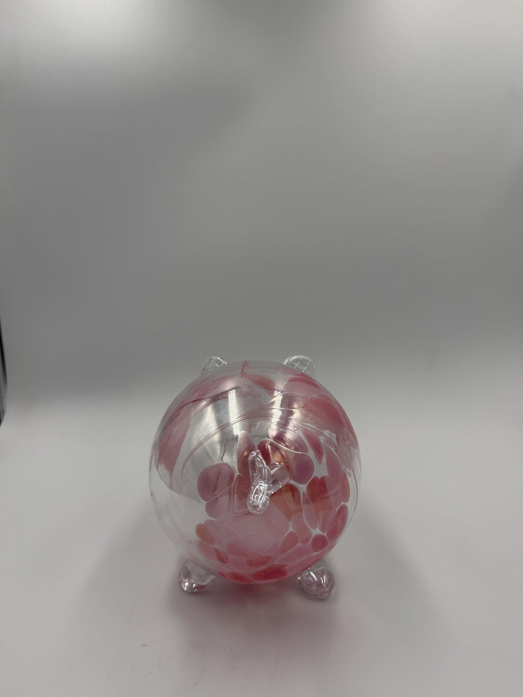 20cm Hand-Blown Pink Glass Piggy Bank – Decorative Art Glass Pig Sculpture