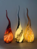 Handblown Art Glass Solar Stakes – Flame Shaped Outdoor Patio Decor