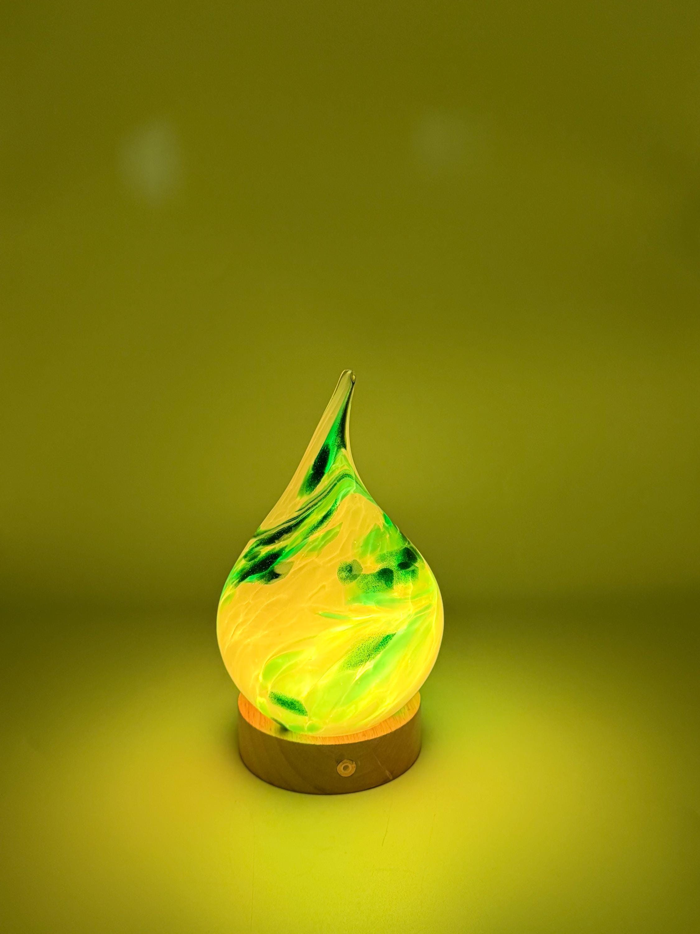 Teardrop Glass Touch Lamp - Hand Blown Art Light - Battery Decor - 12cm