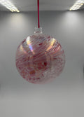 15cm Hand-Blown Iridescent Crackle Glass Ornament – Pink Purple Rose Large Hanging Ball