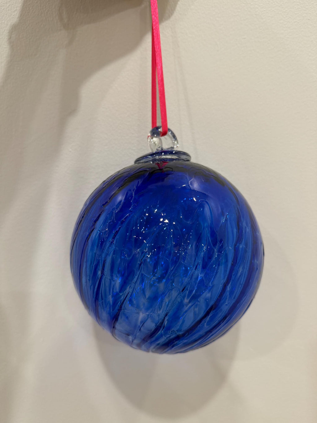 Hand Blown Blue Glass Ball Ornament 15cm  – 15cm Suncatcher Decor, Artistic Sphere