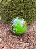 30cm Hand-Blown Glass Garden Sphere – Multicolor Green Swirl Large Gazing Ball