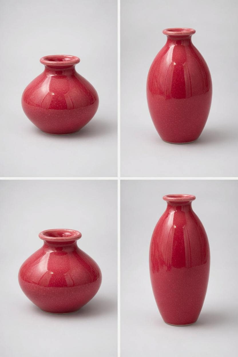 Handblown Art Glass Bud Vases – Rose Pink Minimalist Set of 4
