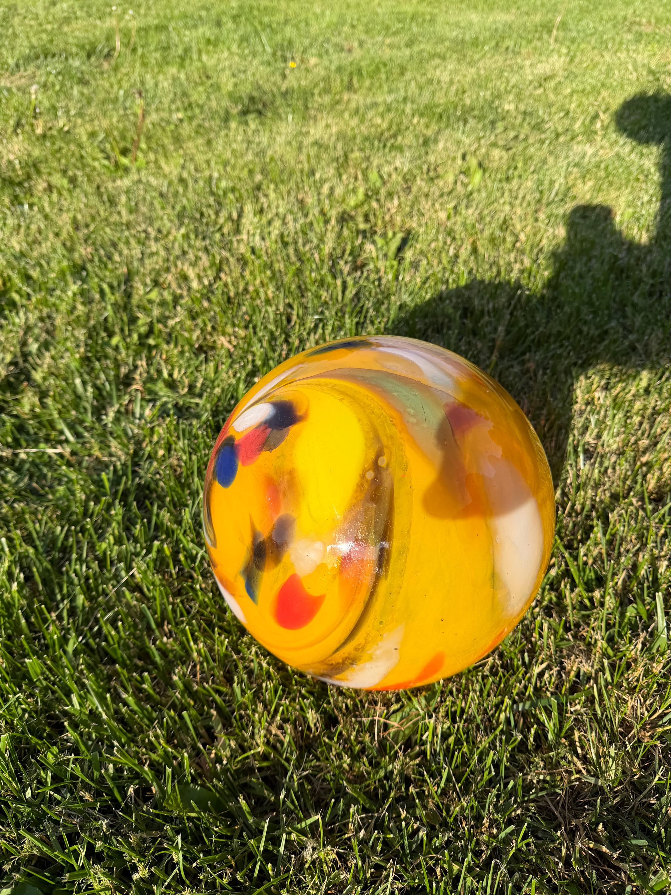 25cm Hand-Blown Multicolor Swirl Glass Sphere – Large Decorative Orb