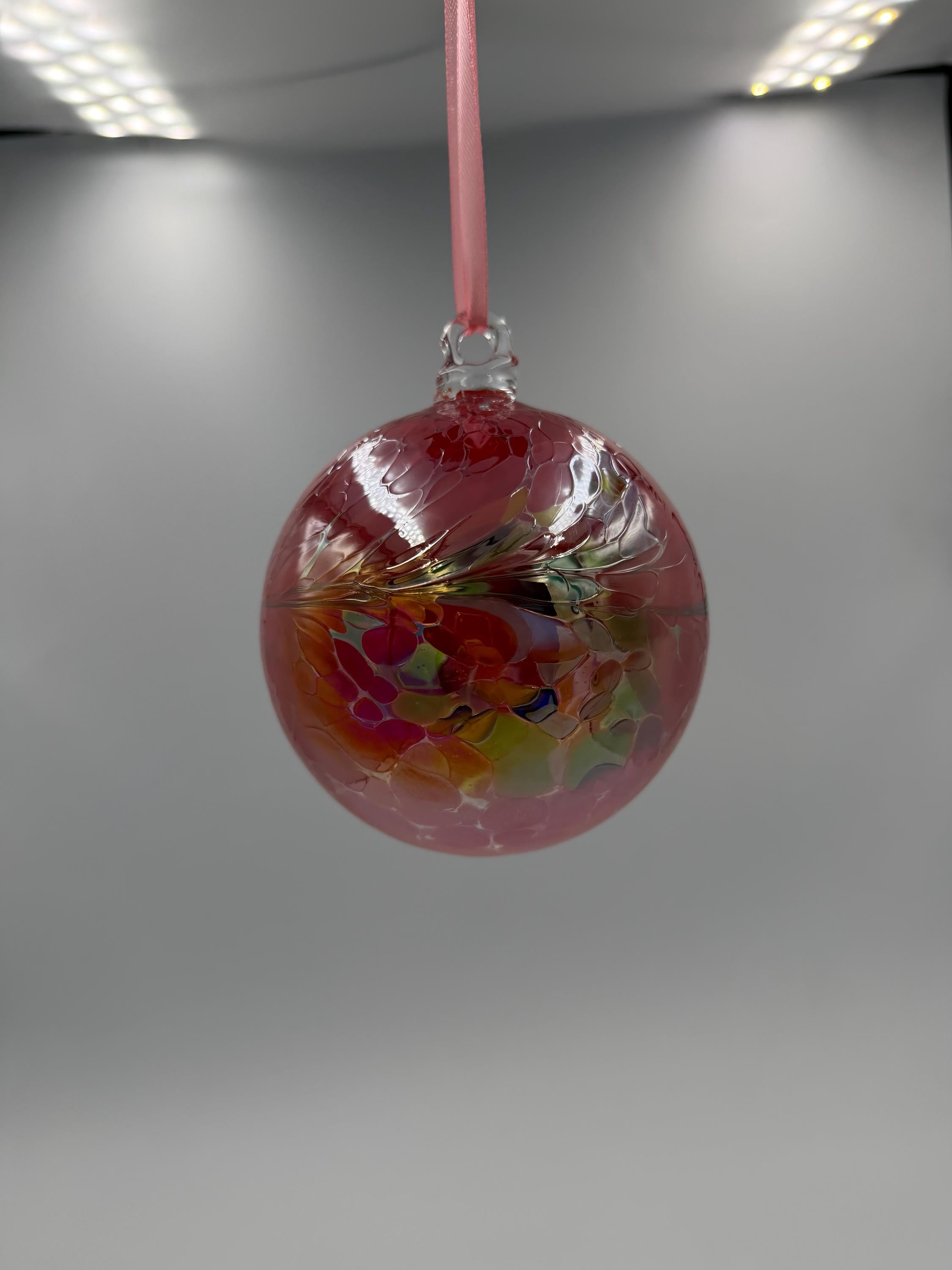 Set of 12 Hand Blown Glass Ball Ornaments – 10cm Multicolor Hanging Glass Spheres