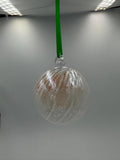 10cm Hand-Blown Crackle Glass Ornament – Pearl Iridescent Hanging Ball Suncatcher