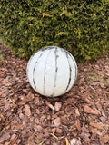 25cm Hand-Blown Glass Garden Sphere – White Black Striped Marble Gazing Ball