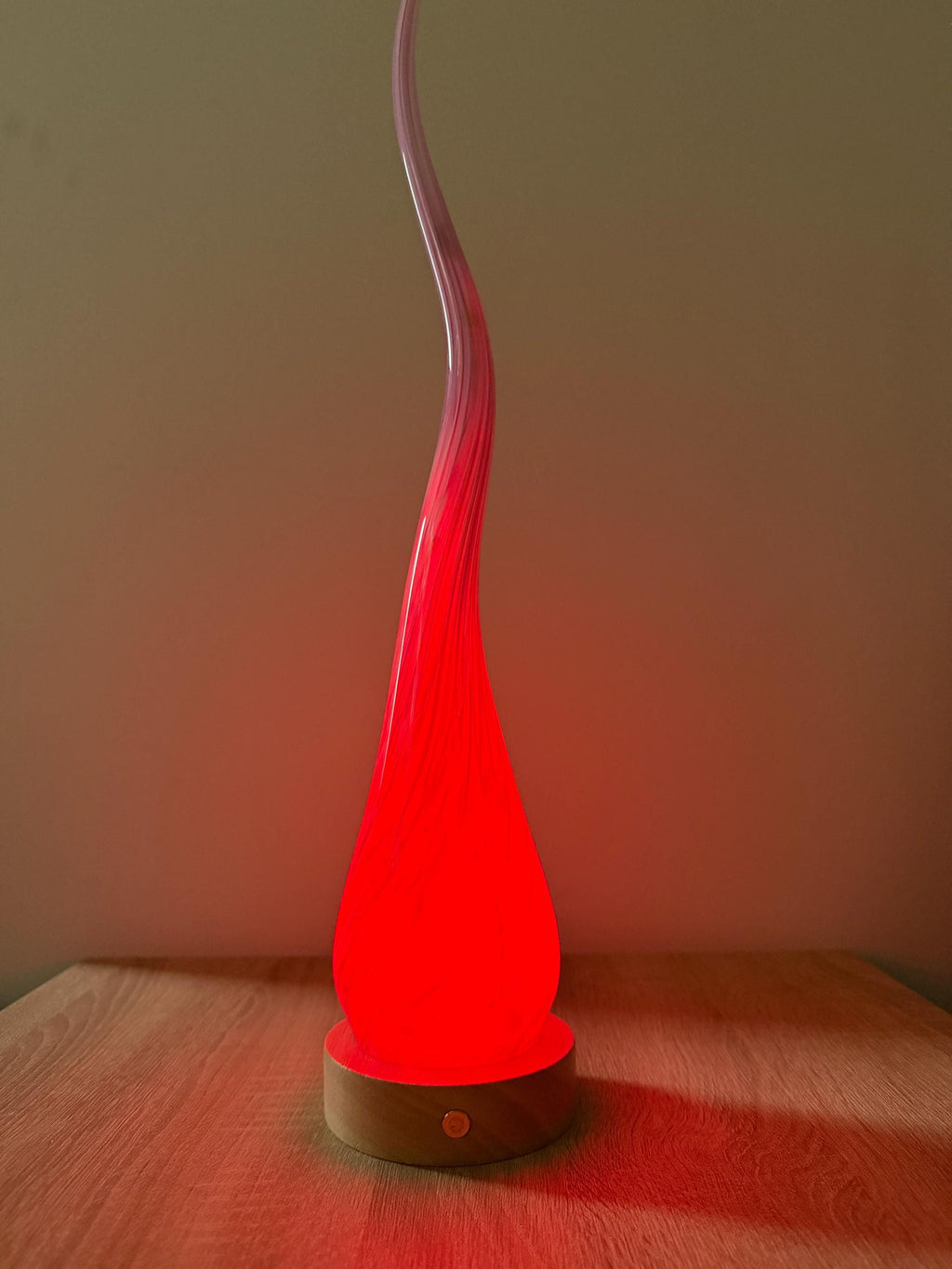 50cm Hand-Blown Pink Flame Lamp – Color Changing LED Touch Light Wooden Base