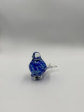 Hand-Blown Glass Bird Figurine – Blue White Sculpture, 6cm