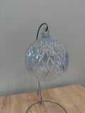 Hand-Blown Clear Crackle Glass Ornament – 10cm Textured Art Glass Ball – Elegant Hanging Decor