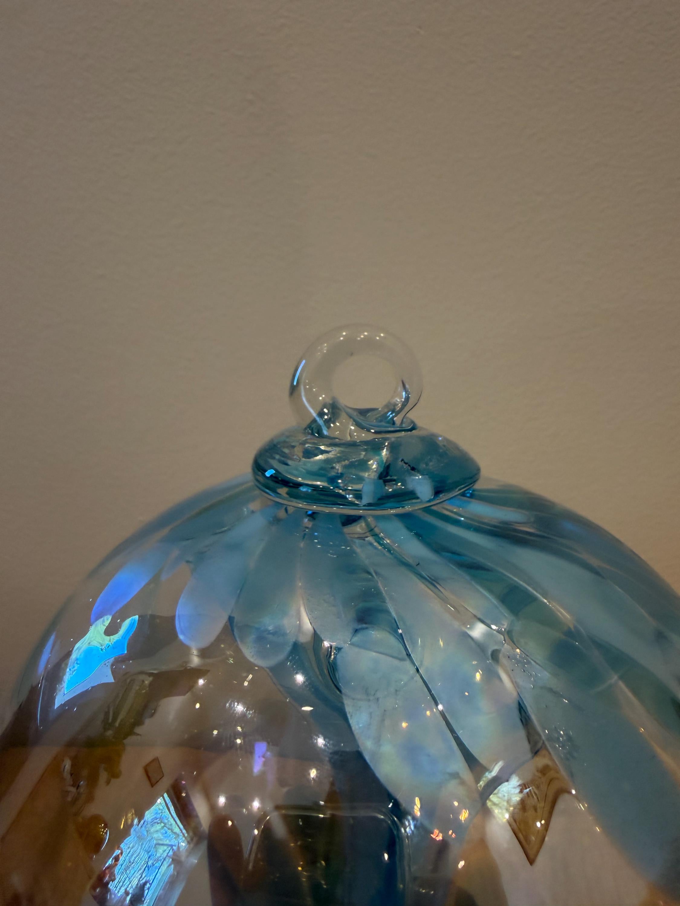 Handblown Art Glass Sphere – "Azure Forest" Tree of Life Sculpture