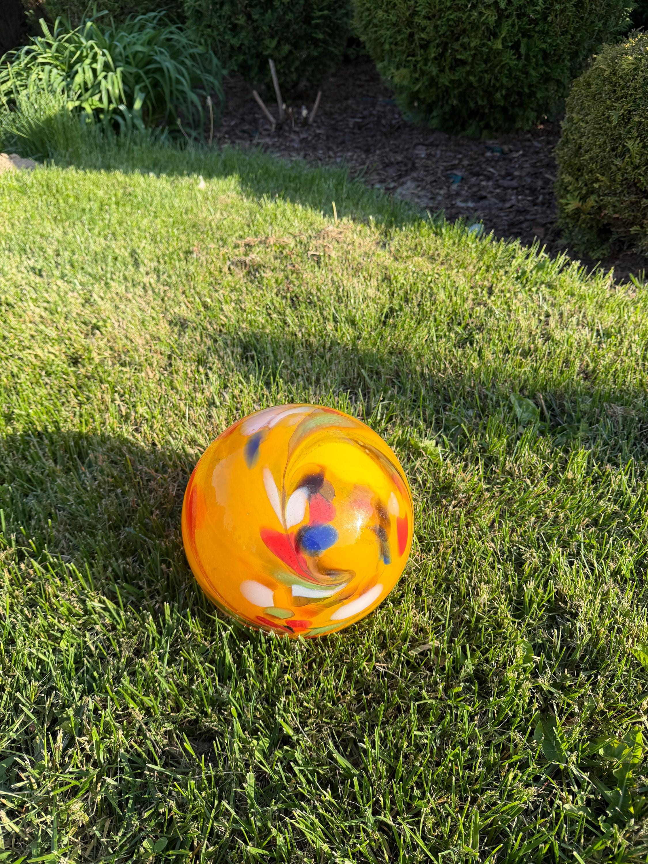 25cm Hand-Blown Multicolor Swirl Glass Sphere – Large Decorative Orb