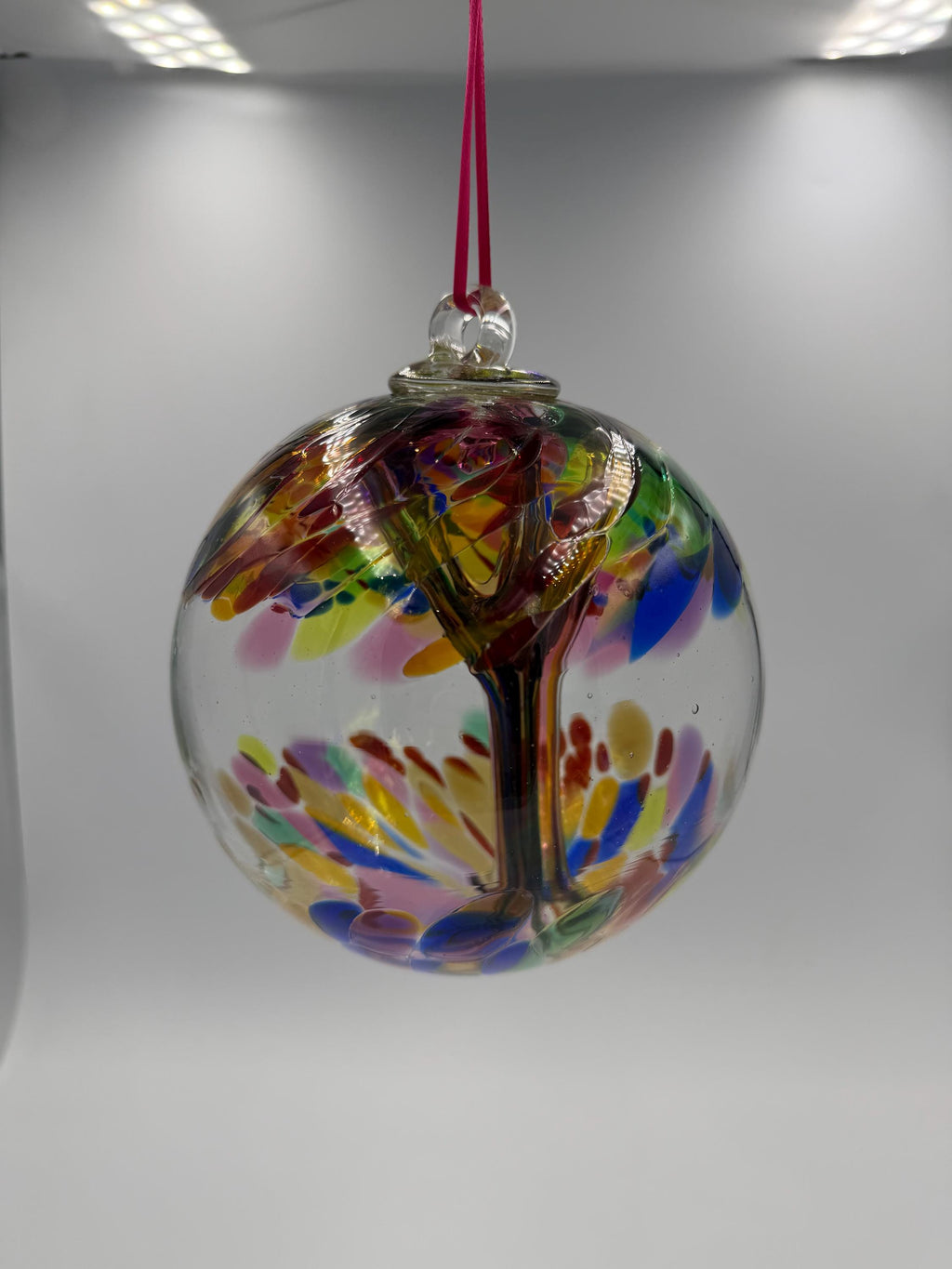 15cm Hand-Blown Witch Ball – Rainbow Multicolor Swirl Glass Ornament