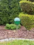 70cm Hand Blown Emerald Green - 12cm Glass Garden Ball Stake – Textured Art Decoration
