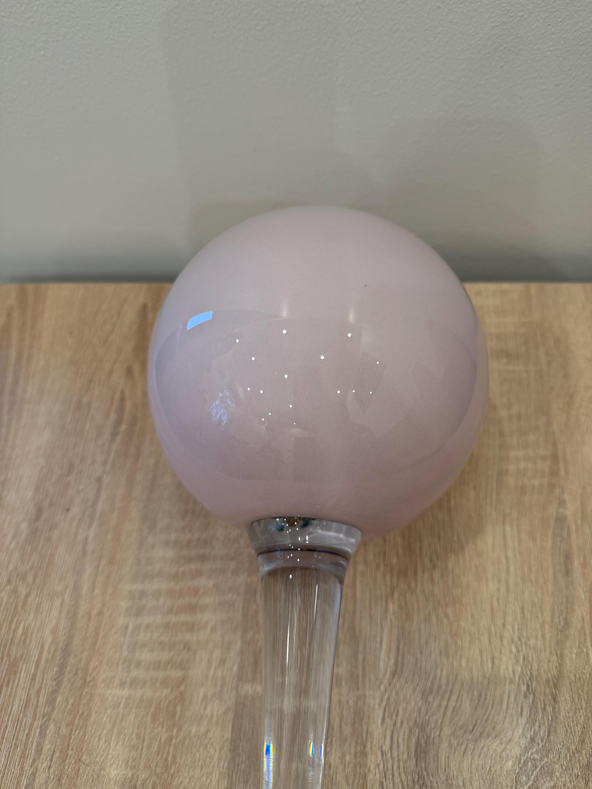 80cm Hand-Blown Garden Stake – 15cm Blush Pink Sphere