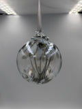 10cm Hand-Blown Glass Witch Ball – Tree of Life Spirit Ball – Silver Hanging Ornament