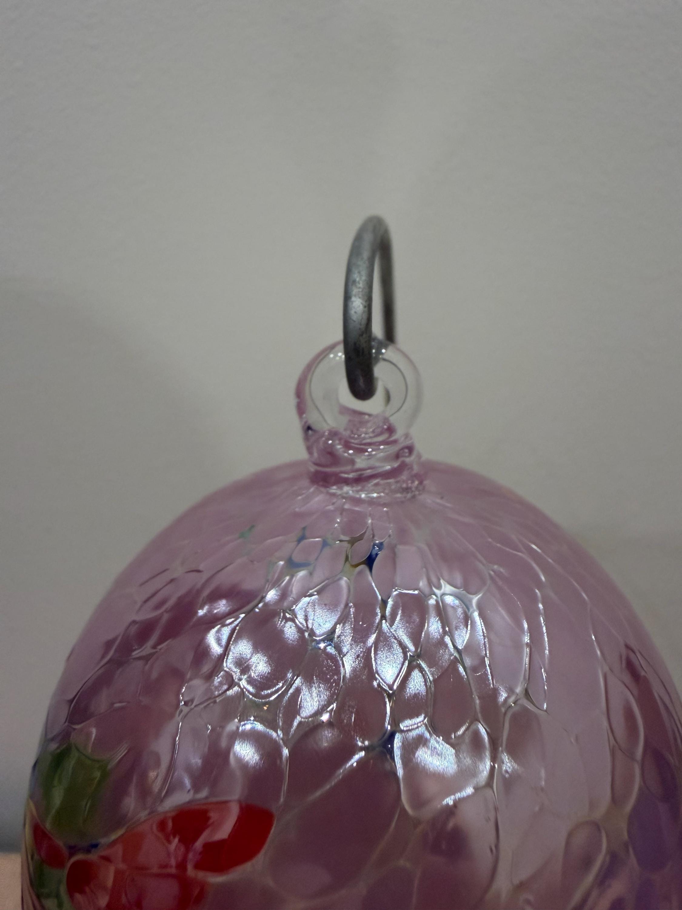 Handcrafted Pink Art Glass Sphere | Floral Mosaic Bauble Suncatcher, 8cm