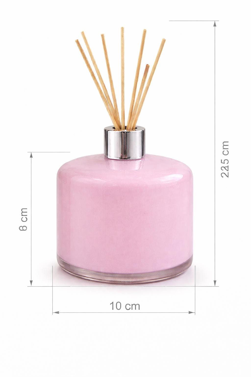 Handblown Glass Reed Diffuser – Minimalist Soft Pink , Silver Collar