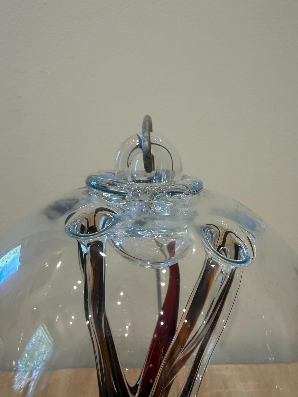 Hand-Blown Glass Witch Ball 15cm – Clear Burgundy Protection Sphere, Garden Sun Catcher, Mystical Decor