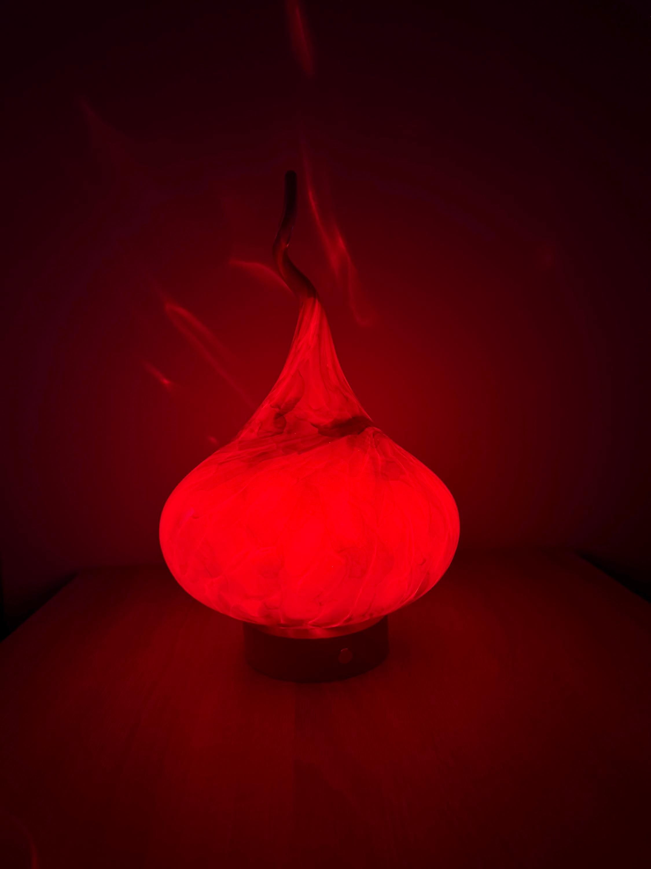 30cm Hand-Blown Teardrop Glass LED Lamp – Touch Control Night Light