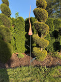 180cm Hand-Blown Glass Flame Sculpture on Metal Stake with Leaves – 50cm Colorful Garden Flame
