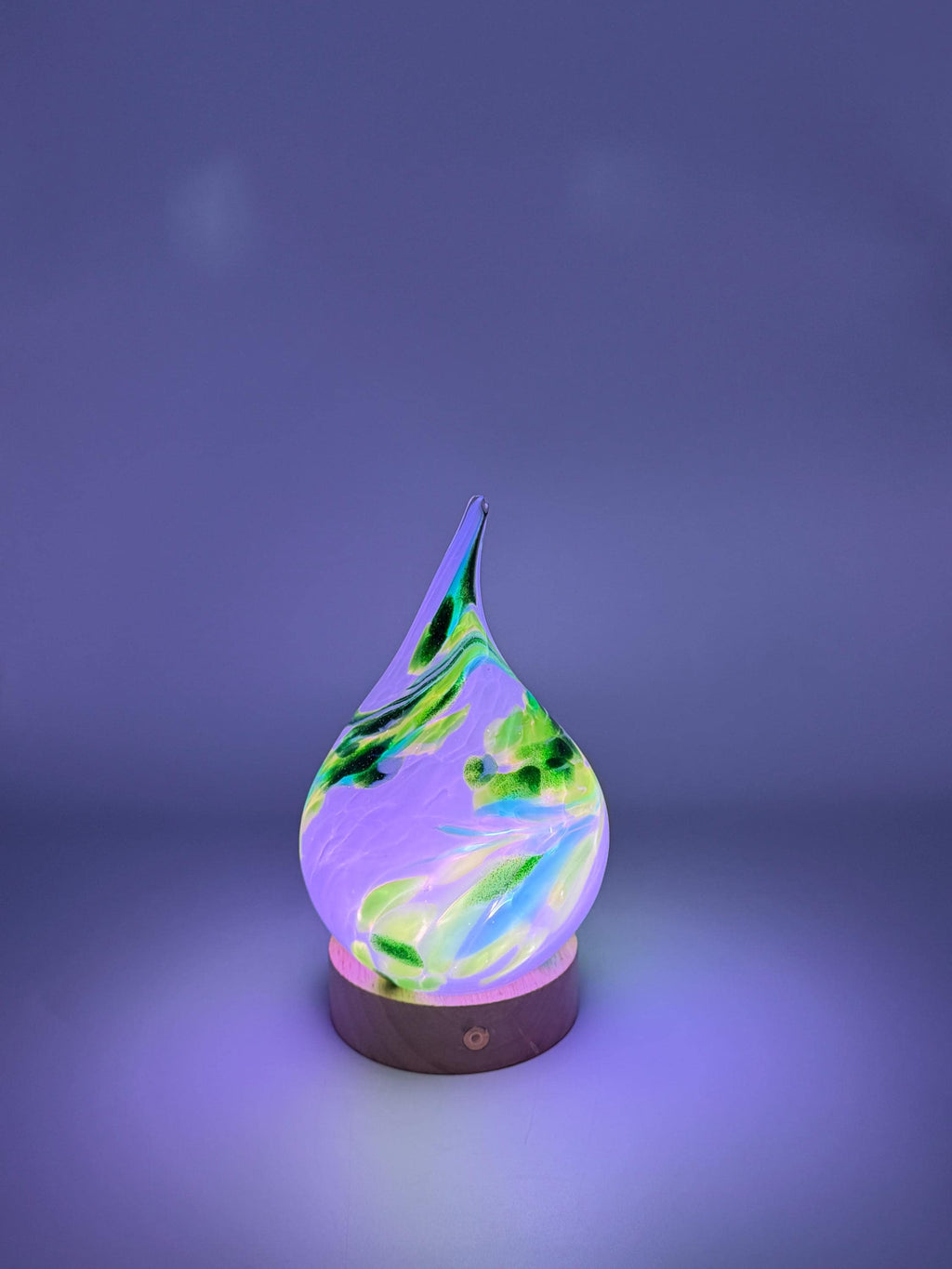 Teardrop Glass Touch Lamp - Hand Blown Art Light - Battery Decor - 12cm