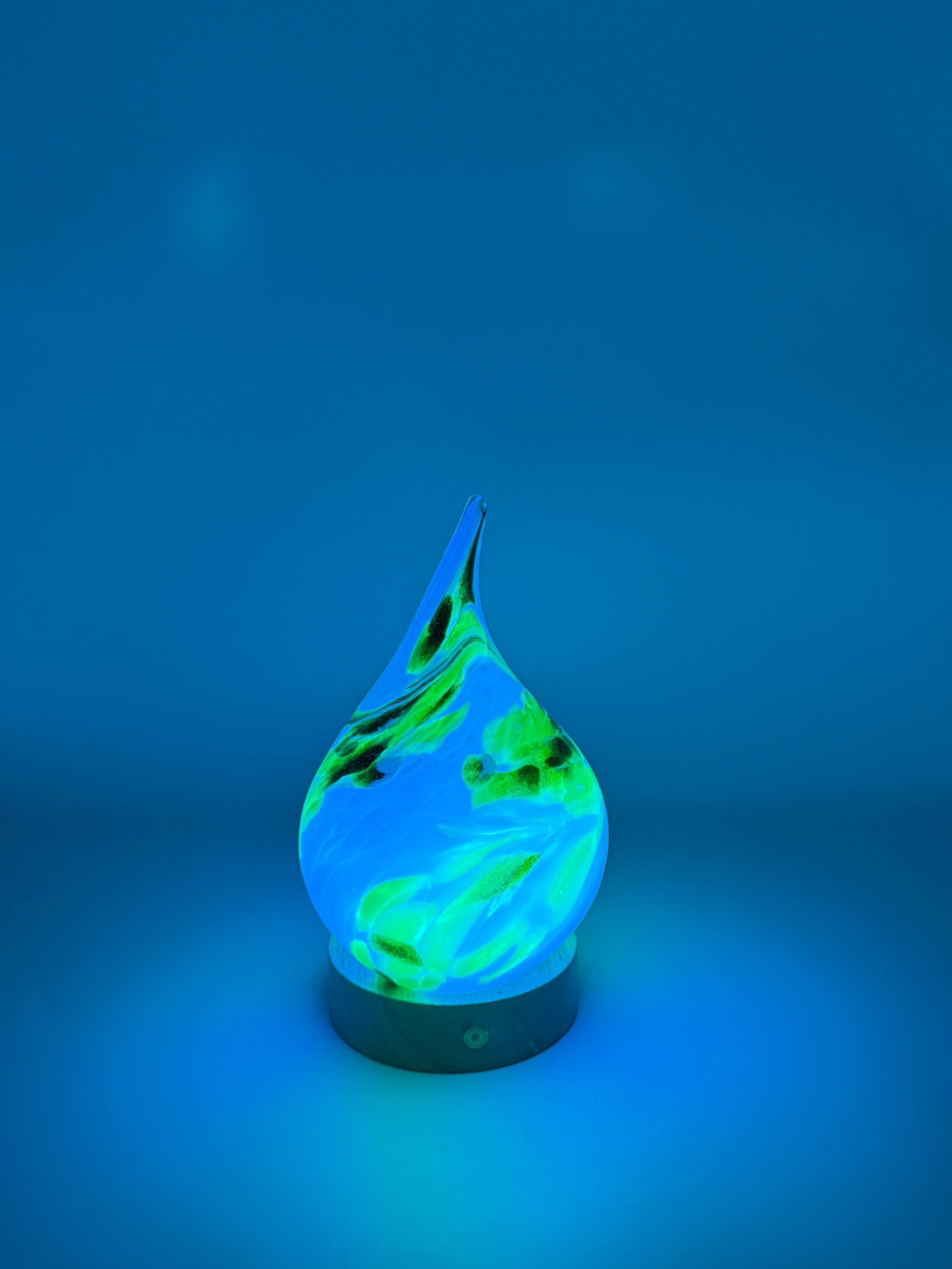 Teardrop Glass Touch Lamp - Hand Blown Art Light - Battery Decor - 12cm