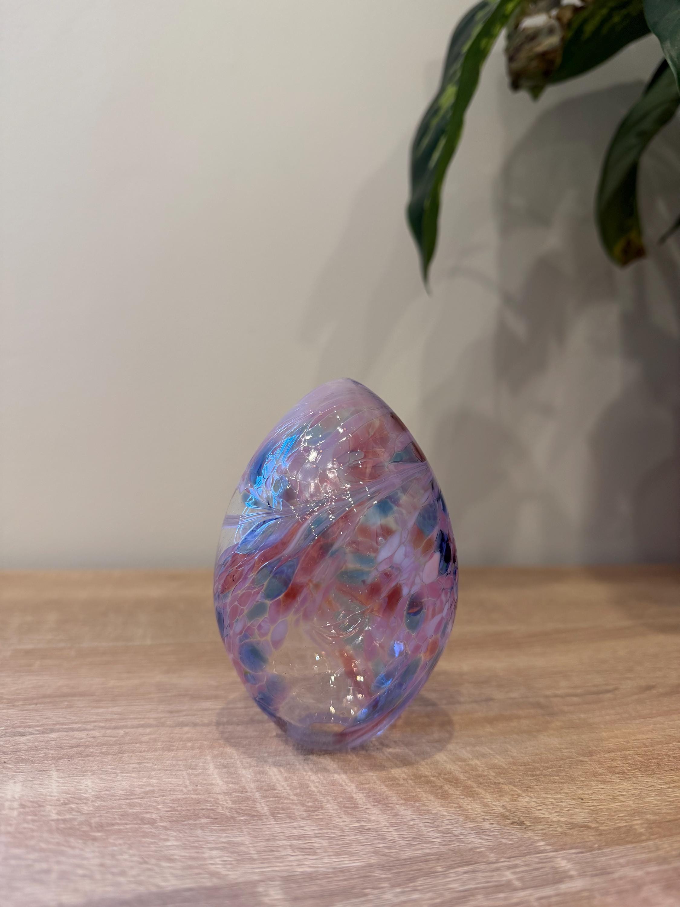 Handblown Art Glass Easter Egg – Artisan Spring Ornament, Collectible Sculpture