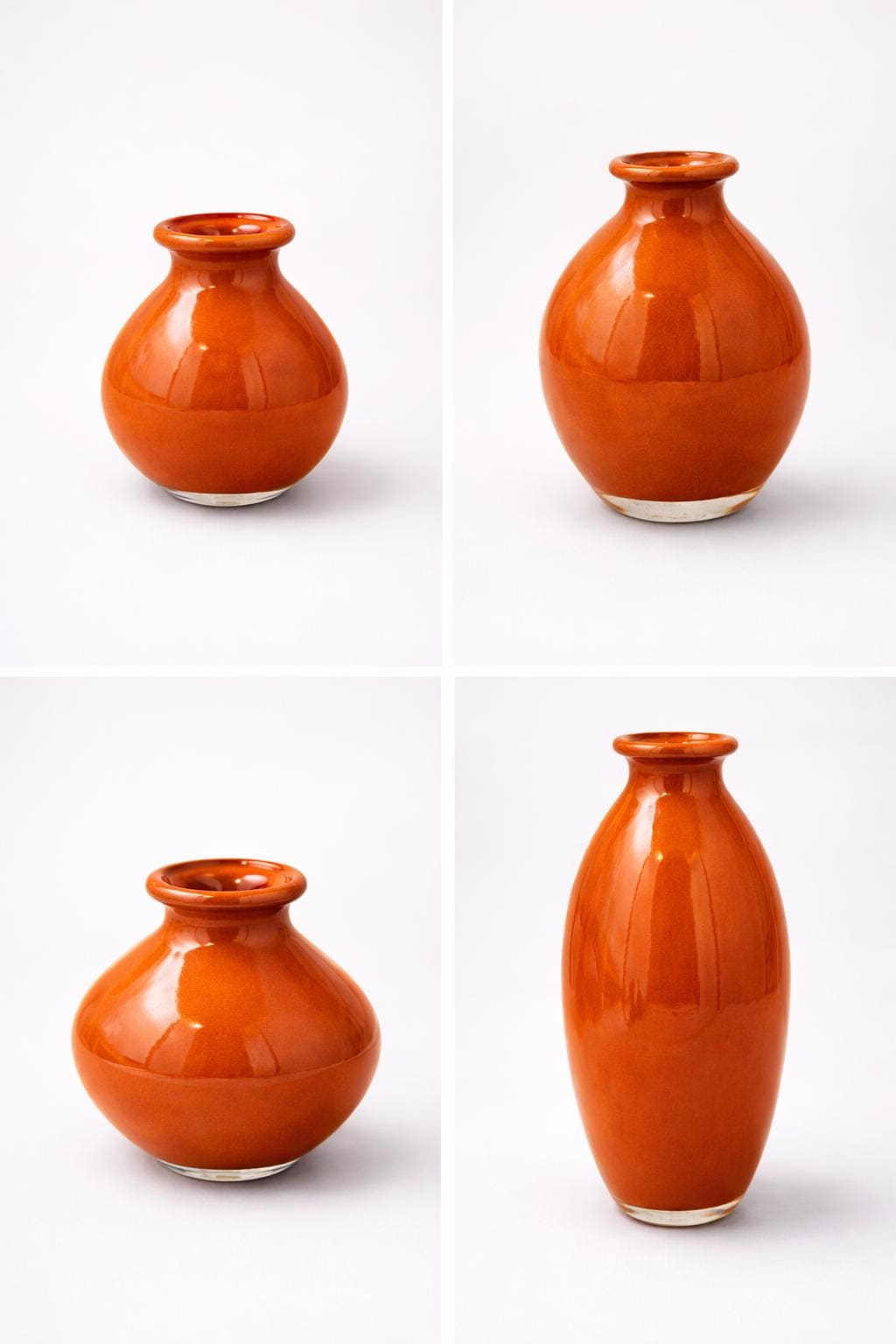 Handblown Art Glass Bud Vases – Orange Minimalist Set of 4