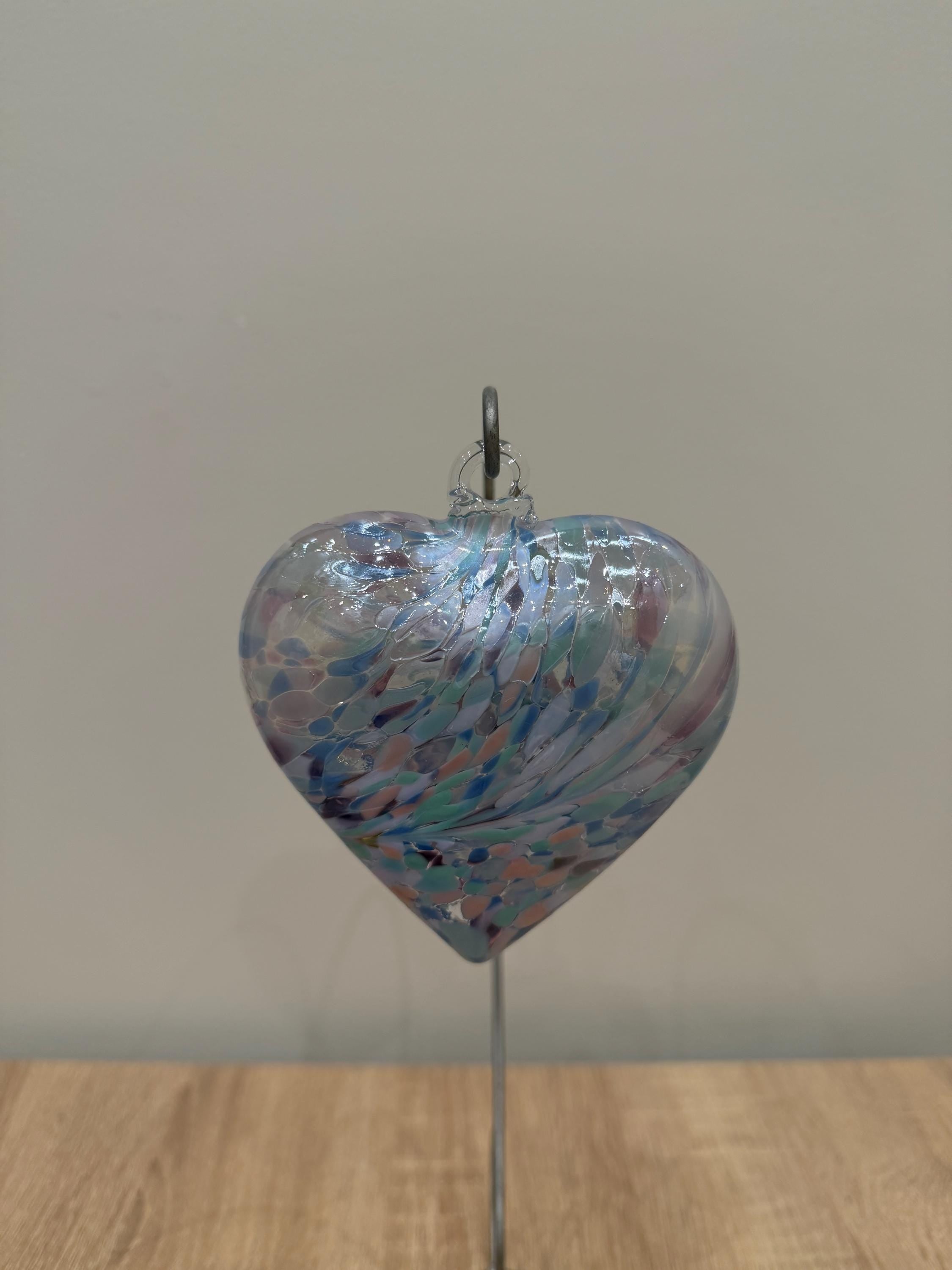 Handmade Multicolored Glass Heart Ornament 10cm – Artisan Suncatcher, Modern Decor